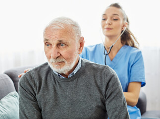 nurse doctor senior care caregiver help check exam assistence retirement home stethoscope nursing elderly man woman health support