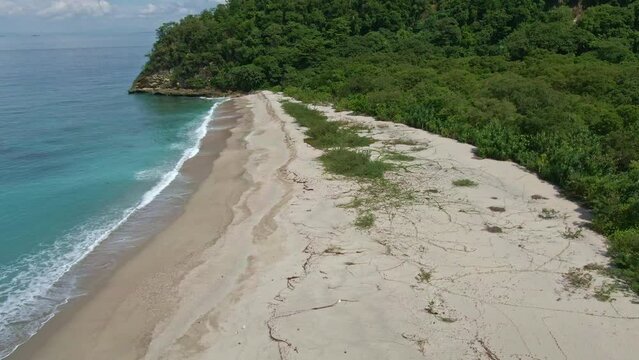 Lovely beautiful view of nature, calm sea water, white beach in the Island