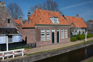 Walking in historical Dutch fisherman's village in North-Holland, Enkhuizen, Netherlands