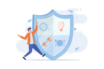 Confidential communication. Trust property, reassuring partnerships, conviction. Protection of intellectual property. Confidential data flat vector modern design illustration