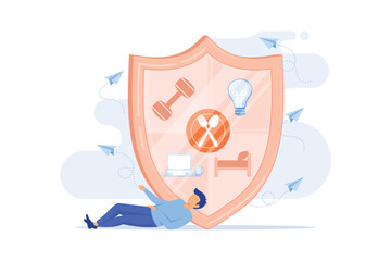 Confidential communication. Trust property, reassuring partnerships, conviction. Protection of intellectual property. Confidential data flat vector modern design illustration