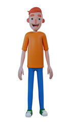 3D illustration the boy is standing cheerfully Transparent PNG