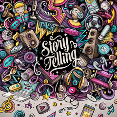 Fototapeta premium Cartoon vector doodles Storytelling frame