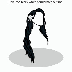 Hair icon sets collection black white handdrawn outline