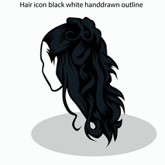 Hair icon sets collection black white handdrawn outline