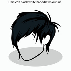Hair icon sets collection black white handdrawn outline