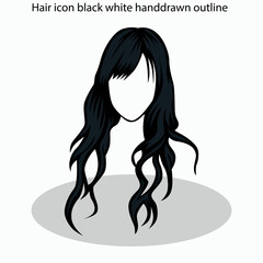Hair icon sets collection black white handdrawn outline