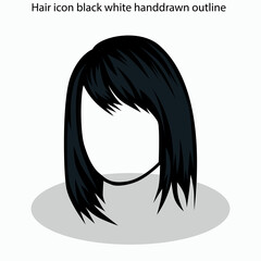 Hair icon sets collection black white handdrawn outline