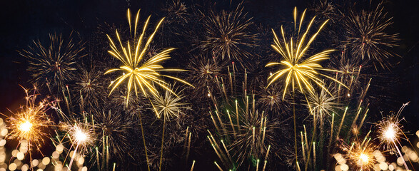 HAPPY NEW YEAR 2023 - Celebration New Year's Eve, Silvester 2023 holiday background panorama...