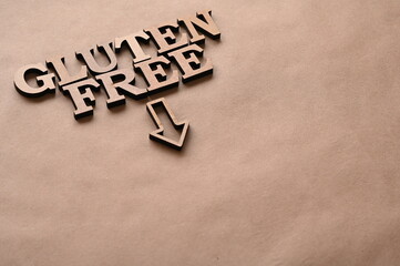 Letters Gluten free on a paper background.