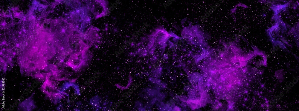 Wall mural cosmic background with a blue and pink nebula and stars. space background with realistic nebula and 