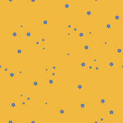 Simple vintage pattern. small blue flowers. yellow background. Fashionable print for textiles and wallpaper.