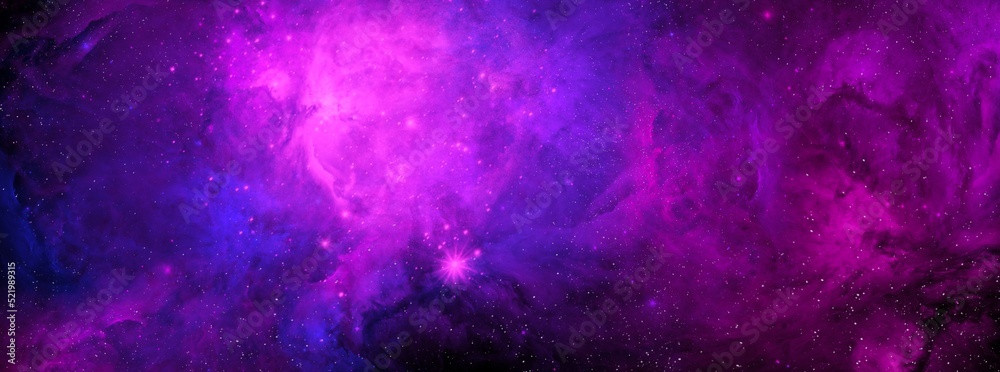 Sticker cosmic background with a blue and pink nebula and stars. space background with realistic nebula and 