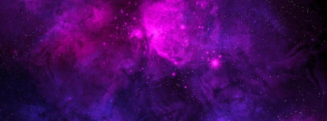 Cosmic background with a blue and pink nebula and stars. Space background with realistic nebula and shining stars. Abstract scientific background with nebulae and stars in space. 