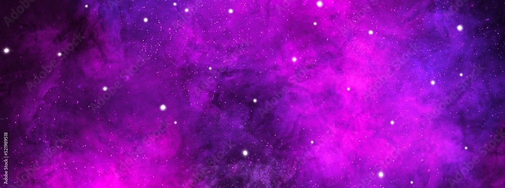 Wall mural cosmic background with a blue and pink nebula and stars. space background with realistic nebula and 