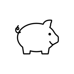 pig icon, isolated linear vector symbol