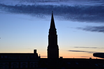 Naklejka premium Sunrise over the Historical Town Hall in Kiel, the Capital City of Schleswig - Holstein