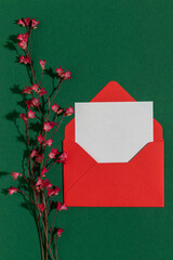 Red envelope and blank greeting card.