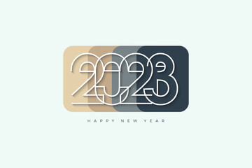 Happy new year 2023 with thin numbers on colorful background
