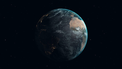 Obraz na płótnie Canvas Realistic Earth zoom in from space 
