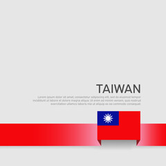 Taiwan flag background. Republic of China. State patriotic taiwanese banner, cover. Ribbon color flag of taiwan on a white background. National poster. Business booklet. Vector, design template