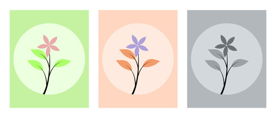 Flower in a modern trendy style, design Template for Wall Decoration, poster, brochure, gift card, invitation card