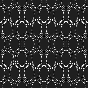 Seamless vector ornament. Modern wavy dotted dark background. Geometric modern pattern