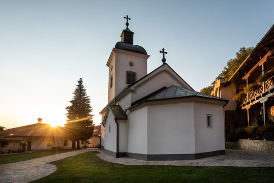 Orthodox Christian Monastery. Serbian Orthodox Monastery of National Meeting (Manastir Sretenje). 13th century monastery located on Ovcar Mountain, Serbia, Europe
