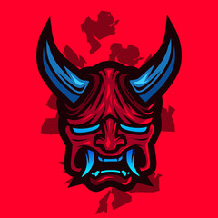 Samurai head cyberpunk logo vector fiction colorful design illustration.