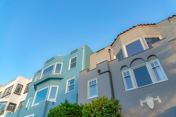 Fototapeta na wymiar Painted three large houses in San Francisco, California