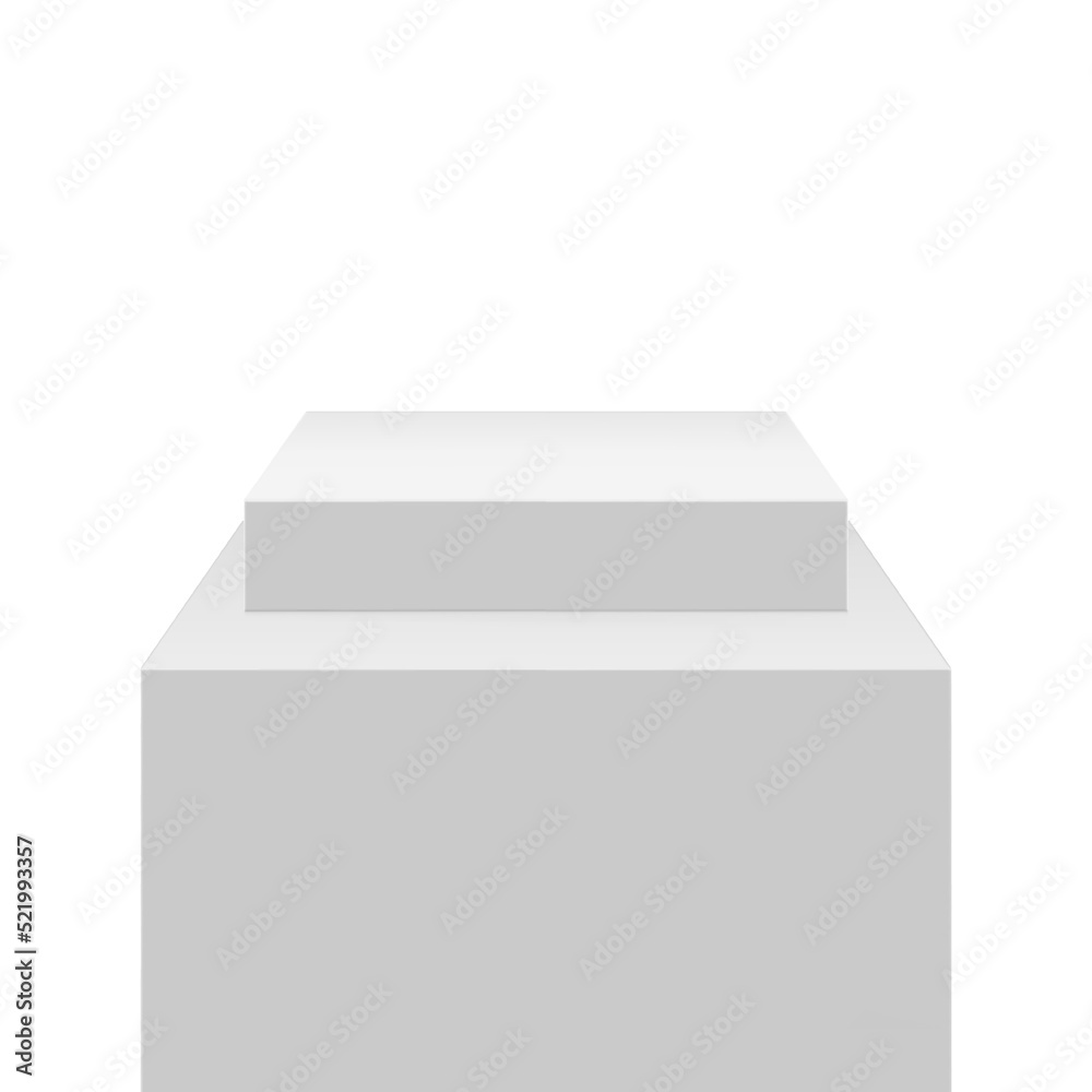 Poster podium block cubes exposition, empty cube box. vector square realistic 3d podium, arena stage platfo