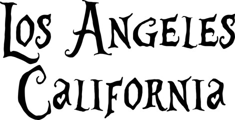 Los Angeles California, text sign illustration on white background.