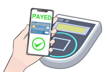 スマホで決済するイメージのイラスト