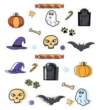 
A set of pictures on the theme of Halloween. Pictures for printing on fabric, cups, t-shirts, etc. Can be used as stickers, decals.