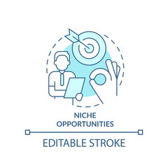 Niche opportunities turquoise concept icon. Executive coaching trend abstract idea thin line illustration. Goal-oriented. Isolated outline drawing. Editable stroke. Arial, Myriad Pro-Bold fonts used