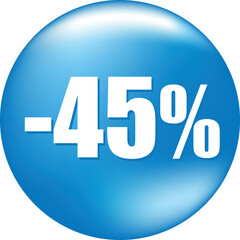 Blue tag sale special offer isolated vector illustration. Discount price tag, retail advertising campaign symbol, promotional marketing, 45 % discount sticker, shopping day promotional offer