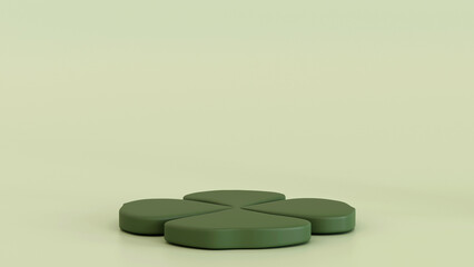 Clover leave shape stage podium, stage for product, 3D rendering.