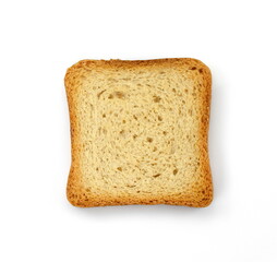 Integral whole wheat toast bread slices isolated on white background. Pieces of toast bread isolated on white. Close-up