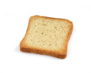 Integral whole wheat toast bread slices isolated on white background. Pieces of toast bread isolated on white. Close-up