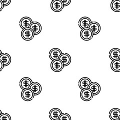 coin icon pattern. Seamless coin pattern on white background.