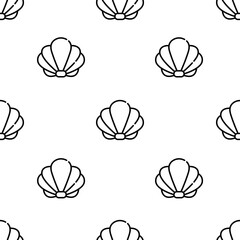seashell icon pattern. Seamless seashell pattern on white background.