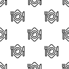 plate icon pattern. Seamless plate pattern on white background.