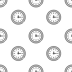 wall clock icon pattern. Seamless wall clock pattern on white background.