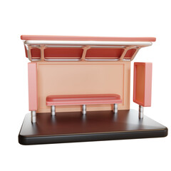 Bus stop illustration 3d