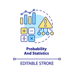 Probability and statistics concept icon. Analysis and prediction. Data analyst skill abstract idea thin line illustration. Isolated outline drawing. Editable stroke. Arial, Myriad Pro-Bold fonts used