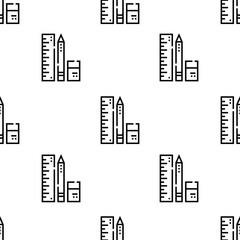 school material icon pattern. Seamless school material pattern on white background.