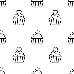 cupcake icon pattern. Seamless cupcake pattern on white background.