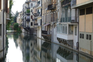 Houses overlooking the canal in Padua, Veneto, Italy