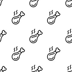chicken leg icon pattern. Seamless chicken leg pattern on white background.