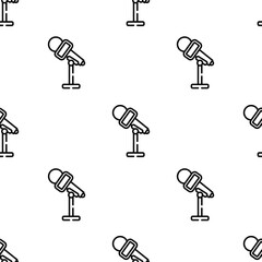 Fototapeta premium microphone icon pattern. Seamless microphone pattern on white background.